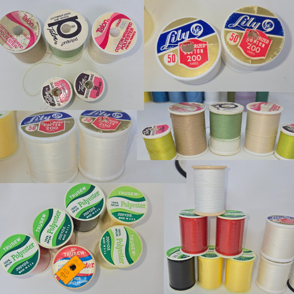 Vintage Green Wood Sewing Box w/ Spool Caddy 70+ Thread Spools JP Coats TG&Y - Picture 10 of 16